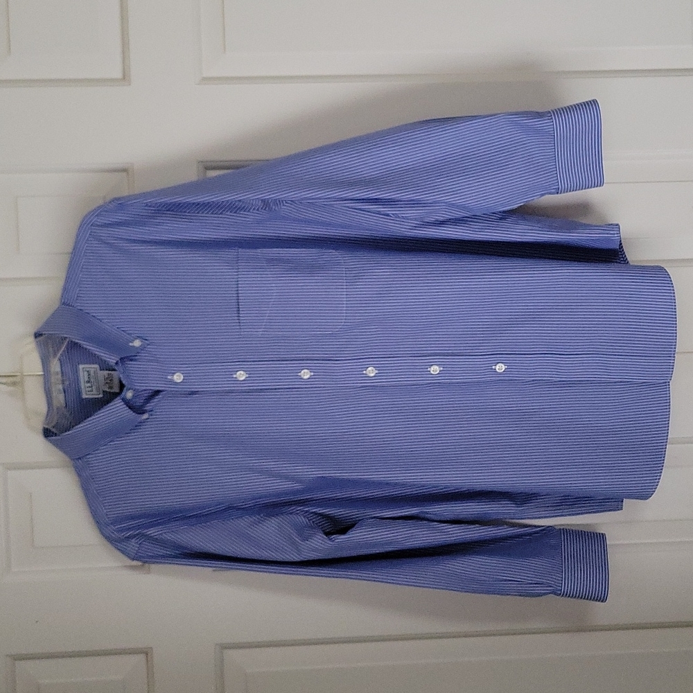 L.L. Bean University stripe wrinkle free slightly fitted shirt sz 16-32 men's